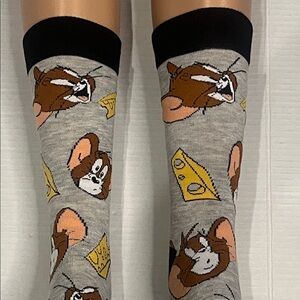 Cartoon Character Gray and Black Socks